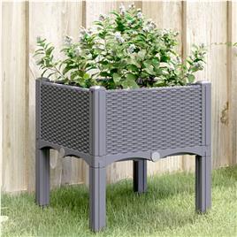 vidaXL Vaso/floreira de jardim c/ pernas 40x40x42 cm PP cinzento