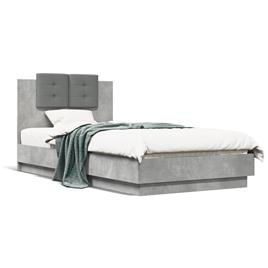 vidaXL Estrutura de cama c/ cabeceira/luzes LED 75x190cm cinza cimento
