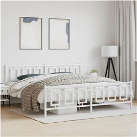 vidaXL Estrutura de cama com cabeceira e pés 200x200 cm metal branco