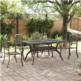 vidaXL 5 pcs conjunto de jantar para jardim alumínio fundido bronze