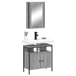 vidaXL 2 pcs conjunto móveis WC derivados de madeira sonoma cinza