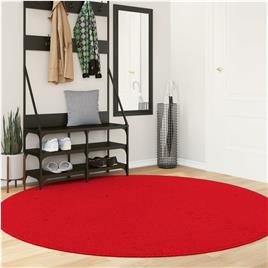 vidaXL Tapete pelo curto macio e lavável HUARTE Ø 200 cm vermelho