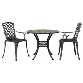 vidaXL 3 pcs conjunto de bistrô alumínio fundido bronze