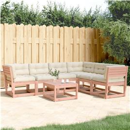 vidaXL 6 pcs conj. sofás jardim c/ almofadões madeira douglas maciça