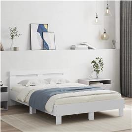 vidaXL Estrutura de cama com cabeceira e luzes LED 120x200 cm branco
