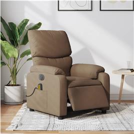 vidaXL Poltrona de massagens reclinável elétrica tecido castanho