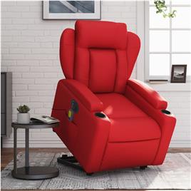 vidaXL Poltrona reclinável elevatória elétrica couro artif. vermelho