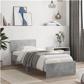 vidaXL Estrutura de cama c/ cabeceira derivados madeira cinza-cimento