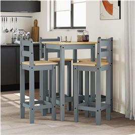 vidaXL 5 pcs conjunto de bar pinho maciço cinza