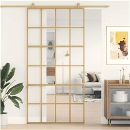 vidaXL Porta deslizante 102,5x205 cm vidro ESG/alumínio dourado