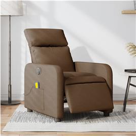 vidaXL Poltrona de massagens reclinável elétrica tecido castanho