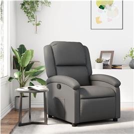 vidaXL Poltrona reclinável couro artificial cinzento