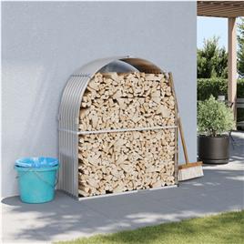 vidaXL Suporte de lenha 120x45x140 cm aço galvanizado cinza-claro