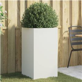 vidaXL Vaso/floreira 42x38x75 cm aço laminado a frio branco