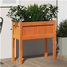 vidaXL Floreira jardim c/ pernas 70x31x70cm pinho maciço castanho cera