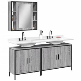 vidaXL 3 pcs conjunto móveis WC derivados de madeira cinzento sonoma