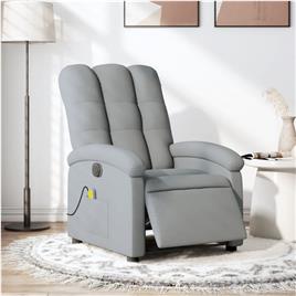 vidaXL Poltrona de massagens reclinável elétrica tecido cinzento-claro