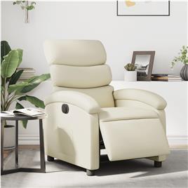 vidaXL Poltrona reclinável elétrica couro artificial cor creme