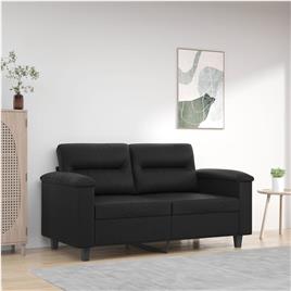 vidaXL Sofá de 2 lugares 120 cm couro artificial preto