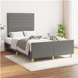 vidaXL Estrutura de cama com cabeceira 120x190 cm tecido cinza-escuro