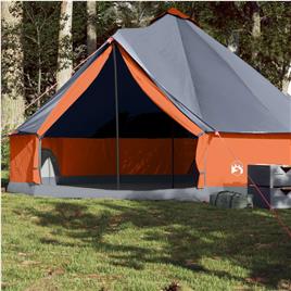 vidaXL Tenda familiar tipi para 8 pessoas impermeável cinza/laranja