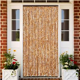 vidaXL Cortina anti-insetos 100x230 cm chenille ocre e branco