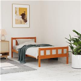 vidaXL Estrutura cama c/ cabeceira 75x190 cm pinho maciço castanho-mel