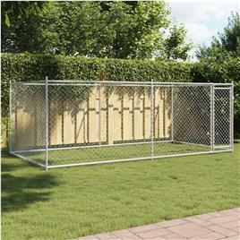 vidaXL Jaula para cão com porta 4x2x1,5 m aço galvanizado cinzento