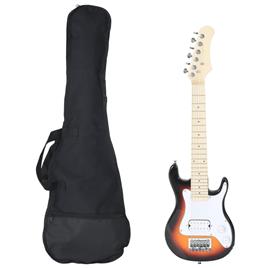 vidaXL Guitarra elétrica p/ crianças com saco 3/4 30' castanho/branco