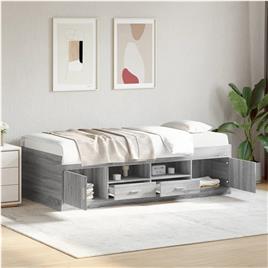 vidaXL Sofá-cama com gavetas derivados de madeira cinzento sonoma