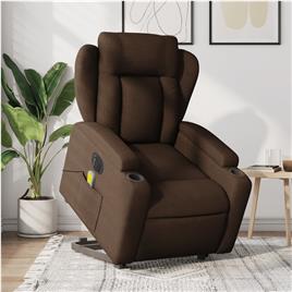 vidaXL Poltrona elétrica elevatória massagens tecido castanho
