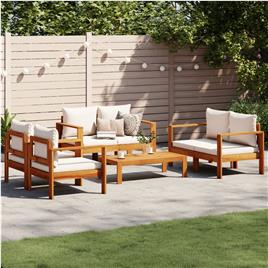 vidaXL 5 pcs conjunto de sofás de jardim com almofadões acácia maciça