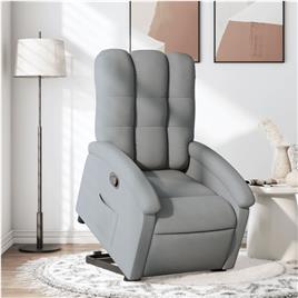 vidaXL Poltrona reclinável elevatória tecido cinzento-claro