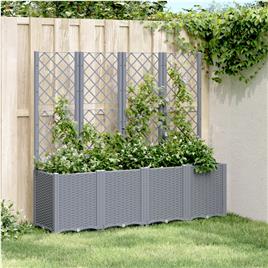 vidaXL Vaso/floreira de jardim c/ treliça 160x40x140 cm PP cinzento