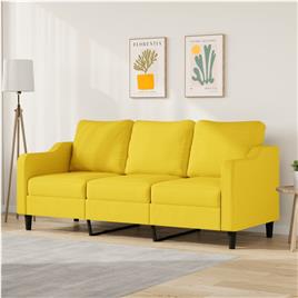 vidaXL Sofá de 3 lugares 180 cm tecido amarelo-claro
