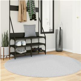 vidaXL Tapete pelo curto macio e lavável HUARTE Ø 160 cm cinzento