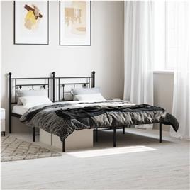 vidaXL Estrutura de cama em metal com cabeceira 150x200 cm preto