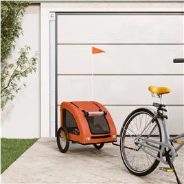 vidaXL Reboque bicicleta p/ animais tecido oxford/ferro laranja