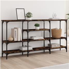 vidaXL Mesa consola 160x29x80 cm derivados de madeira carvalho fumado