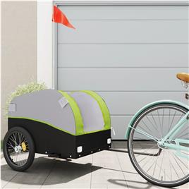 vidaXL Reboque para bicicleta 45 kg ferro preto e verde