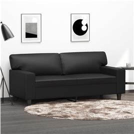 vidaXL Sofá de 2 lugares 140 cm couro artificial preto