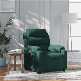 vidaXL Poltrona reclinável veludo verde-escuro
