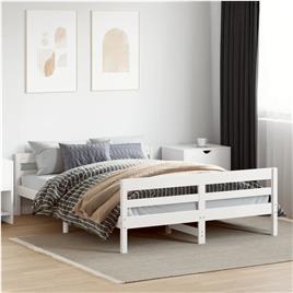 vidaXL Estrutura de cama com cabeceira 120x200 cm pinho maciço branco