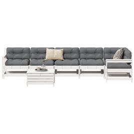 vidaXL 7 pcs conjunto de sofás para jardim pinho maciço branco