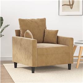 vidaXL Poltrona 60 cm veludo castanho