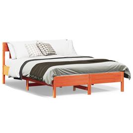 vidaXL Estrutura cama c/ cabeceira 150x200cm pinho maciço castanho-mel