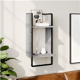 vidaXL Prateleira de parede com barra 30x25x65 cm cinzento sonoma