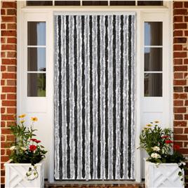 vidaXL Cortina anti-insetos 90x220 cm chenille cinzento e preto