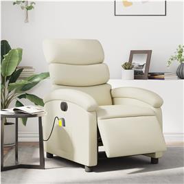 vidaXL Poltrona massagens reclinável elétrica couro artificial creme