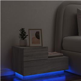 vidaXL Mesa de cabeceira com luzes LED 70x36x40,5 cm cinzento-sonoma